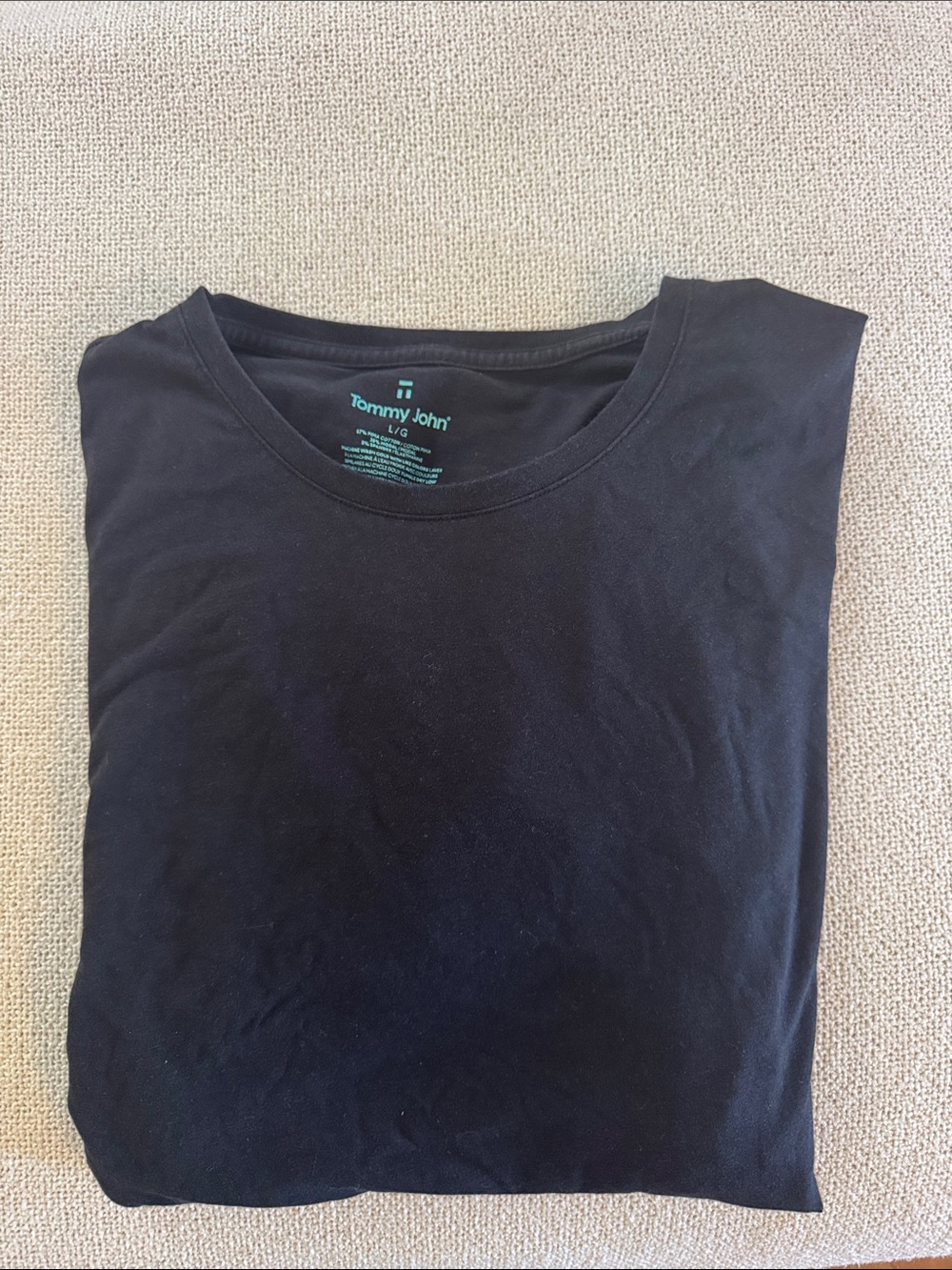 Tommy John Black Crewneck Short Sleeve Tee large
